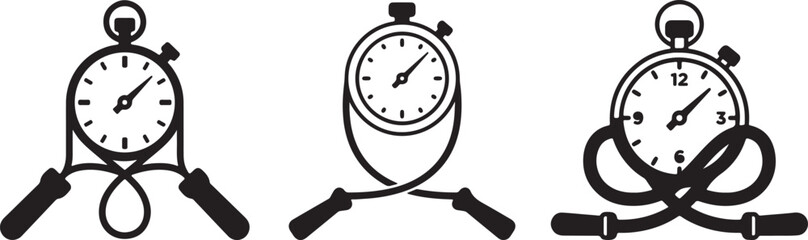 Jump rope with stopwatch icons © Md. Musaddik Rahman