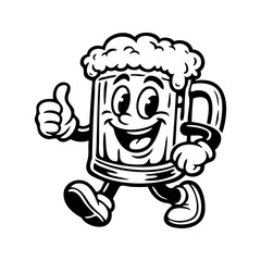 Logotipo cervecería con dibujo animado de una jarra de cerveza sonriente, andando con el gesto ok con el dedo pulgar hacia arriba © teracreonte