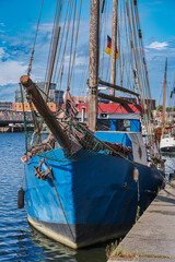 Fototapeta premium Historic ships on the Trave in Lübeck