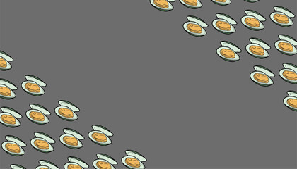 Mussel Pattern. Seafood Shell Repeat Background. Minimal Hand Drawn Vector Style. © Zayyan 