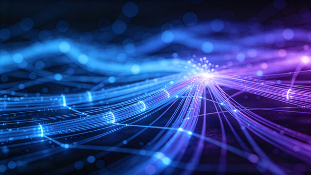 Digital Network Data Flow with Fiber Optic Connections