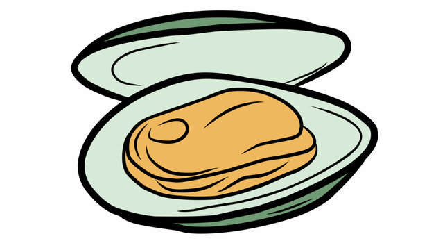 Mussel Illustration. Seafood Shell Repeat. Minimal Hand Drawn Vector Style.