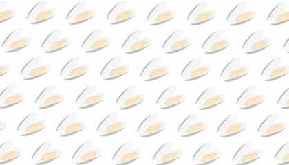 Mussel Seamless Pattern. Seafood Shell Repeat Background. Minimal Hand Drawn Vector Style. © Zayyan 