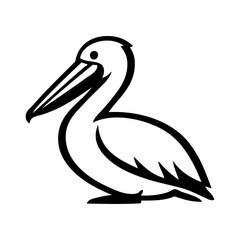 Logotipo con dibujo minimalista con líneas de un pelícano, visto de perfil  © teracreonte