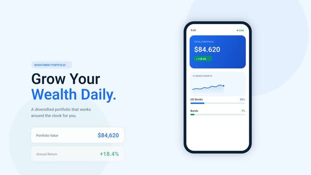 Fintech Investment Portfolio App UI Motion Animation