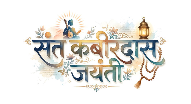 Sant Kabir Das Jayanti Typography concept on background.
