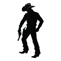 Fototapeta premium Cowboy silhouette in a classic quick draw pose