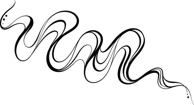 Liquid ink swirly vector squiggle wave abstract doodle illustration, modern decorative clip art