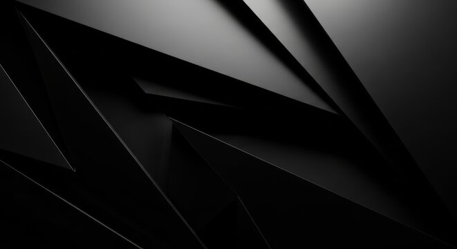 Dark geometric abstract background with sharp black and gray triangles