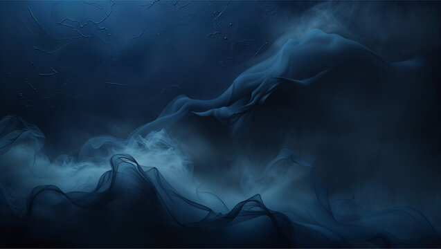 
Mysterious Dark Deep Blue Abstract Smoke Wave Background with Soft Flowing Texture