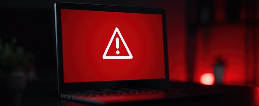 Operating system crash error. Cybersecurity alert, system compromised notification. Security breach warning popup and troubleshooting in progress.