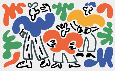 Fototapeta premium Abstract illustration of diverse people dancing and having fun together