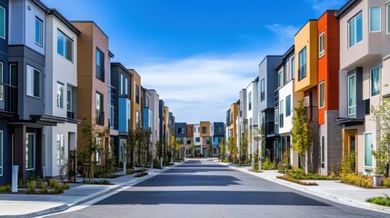 Obraz premium Modern residential apartment street in suburban neighborhood