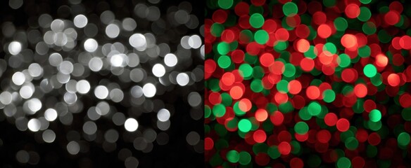 Naklejka premium Bokeh light overlay creates a joyful festive holiday vibe with sparkling confetti layers.