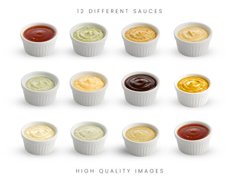 set of cups sauces, sauces, tomato sauce, mayo garlic sauce, bbg Sauce, all types of sauce in one