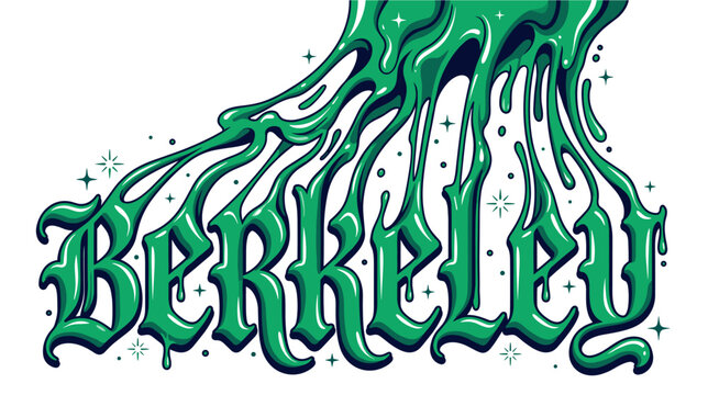 Berkeley text logo with green dripping liquid slime vector illustration
