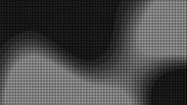 Animated abstract technology on black background, random dots and grid. 4k video