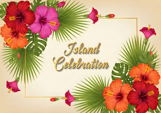Samoa day floral arrangement hibiscus tropical leaves island celebration design