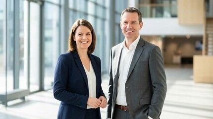 Fototapeta premium Portrait of two business colleagues, smiling