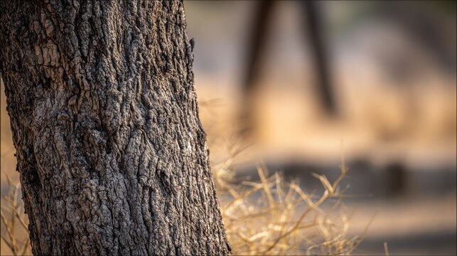 Textured rough bark of an ancient Marula tree showcasing its natural patterns and weathered surface.