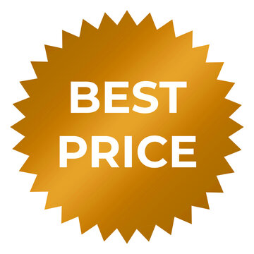 Best price label, sticker, banner or poster on gold bedge for promotion marketing. Luxury business icon template element. PNG