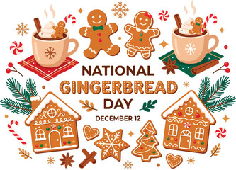 Naklejka premium Gingerbread house with cookies and mugs.