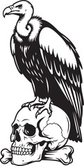 Naklejka premium Minimalist Black and White Macabre Illustration of Death Symbol