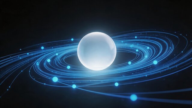 Abstract sphere with orbiting lines