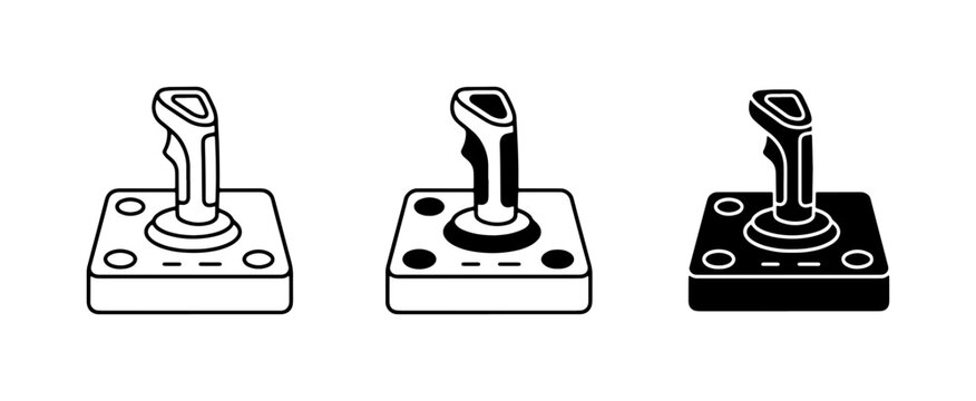 Retro Joystick Icons, Vintage Gaming Controller Vector Set, Classic Arcade Input Devices