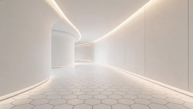 Modern white curved hallway