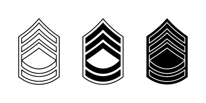 Military Rank Insignia, Sergeant Stripes Vector Set, Chevron Badges for Uniforms