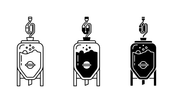 Fermentation Tanks, Brewing Vessels, Craft Beer Equipment, Homebrew Supplies, Vector Icons