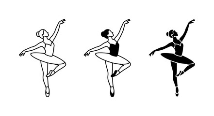 Ballet Dancer Poses, Elegant Female Performers, Graceful Artistic Movement, Vector Set © Anik