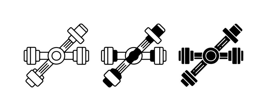 Plumbing Connector Icons, Pipe Fitting Set, Water System Components, Three Styles