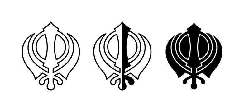 Khanda Sikh Symbol Variations, Religious Iconography, Spiritual Emblem, Cultural Representation
