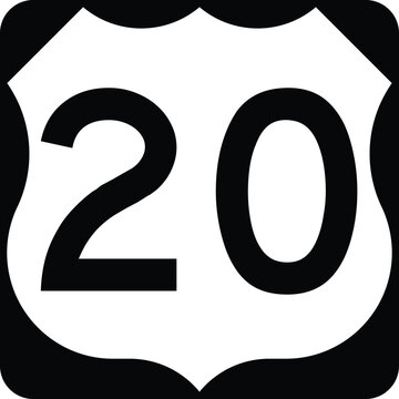 US Route 20 Sign Road Shield Illustration Design Icon