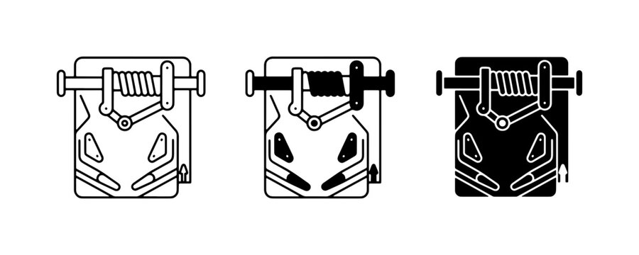 Pinball Machine Icons: Retro Game, Vintage Arcade, Classic Entertainment