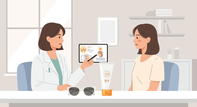 Dermatologist Explaining Sun Protection to Patient