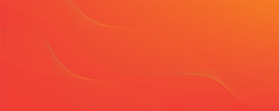 Abstract green wave lines flowing on a vibrant orange gradient background. Modern digital dynamic design with elegant curves for creative concepts.