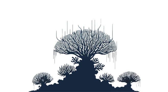 Coral reef ecosystem displays a complex underwater structure with intricate branching patterns that highlight the natural beauty and environmental fragility of oceanic life forms in deep waters.