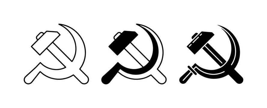 Hammer and Sickle Icons, Communist Symbol Vector Graphics, Political Emblem Set