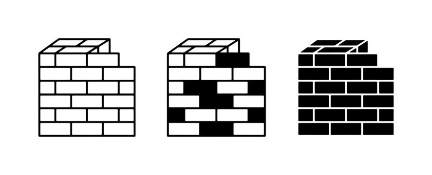Brick wall icons, construction elements, building blocks, graphic resources