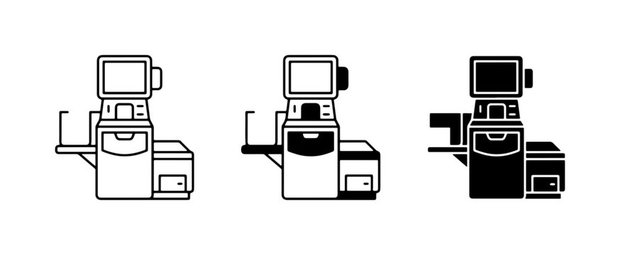 Medical Diagnostic Equipment Icons, Ophthalmology Machine, Eye Exam Technology, Vector Set