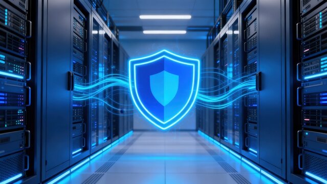 server room with digital shield