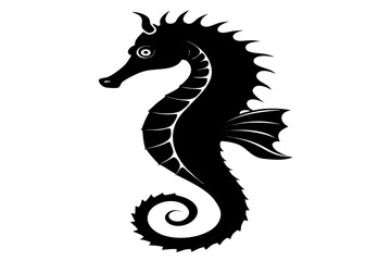 Fototapeta premium Seahorse vector illustration, Sea horse black icon, Sea horse silhouette vector
