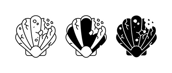 Seashell Icons, Ocean Shell Graphics, Marine Life Vector Set, Nautical Design Elements © AbdullahAl