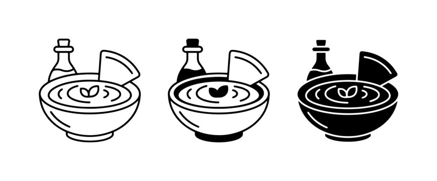 Hummus Bowl Vector Icons, Mediterranean Dip Set, Healthy Food Graphics