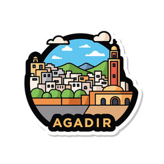 Naklejka premium Agadir cityscape with tower building.