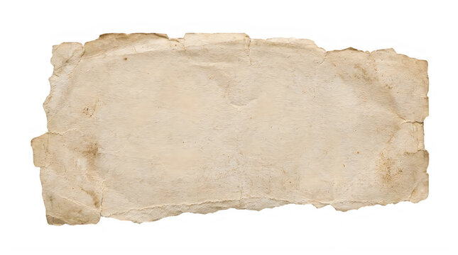 Aged cream parchment paper scrap for vintage correspondence and historical documents frontal isolated png on a transparent background perfectly cutout high resolution