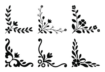 Fototapeta premium Black Floral Corner Borders